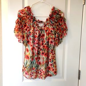 Milly of New York floral print silk blouse. Size 2.